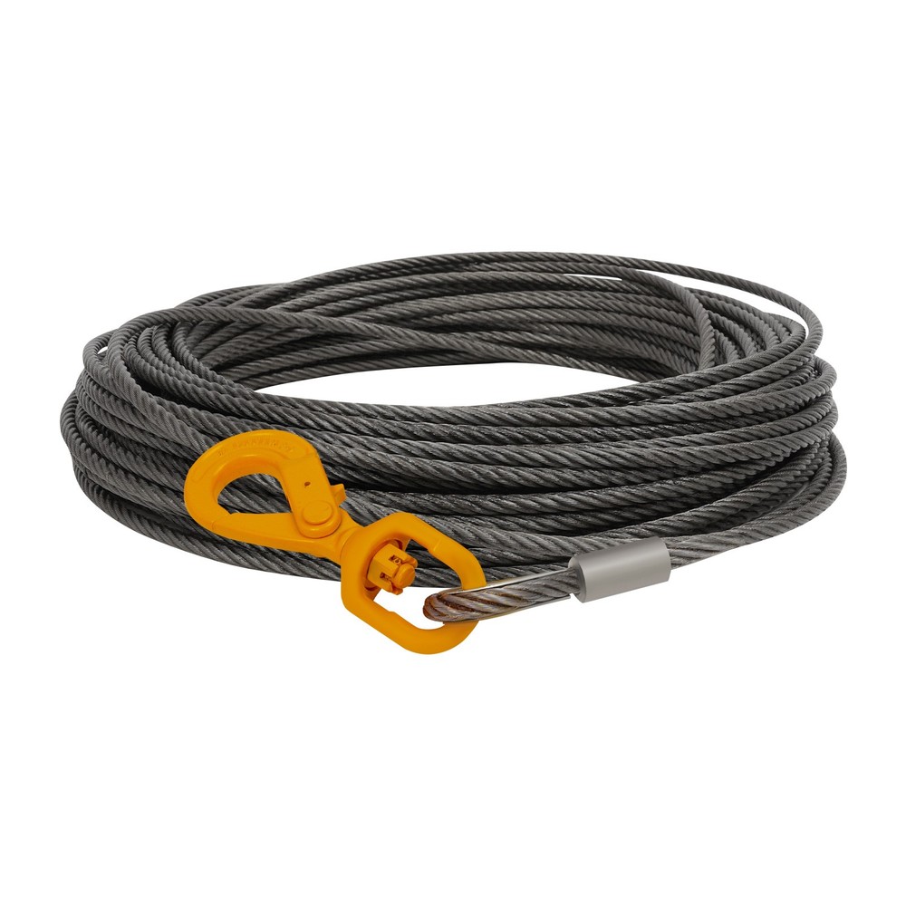 Wire Rope Winch Cable,7/16"*50ft Winch Cable with Self Locking Hook Carbon Steel