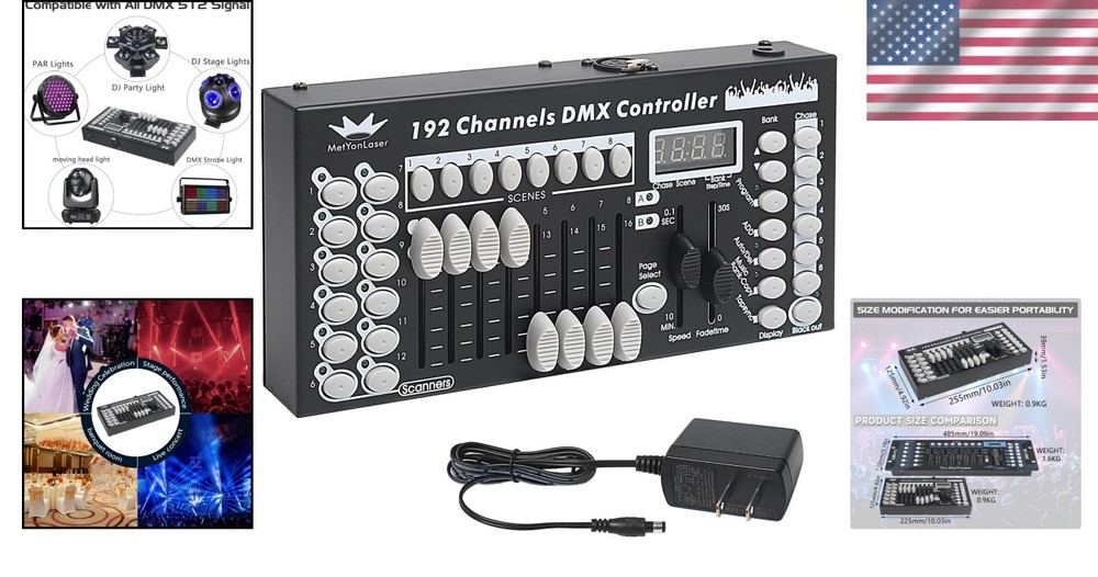 Compact 192-Channel DMX Controller with LCD Display for Stage Lighting Mastery