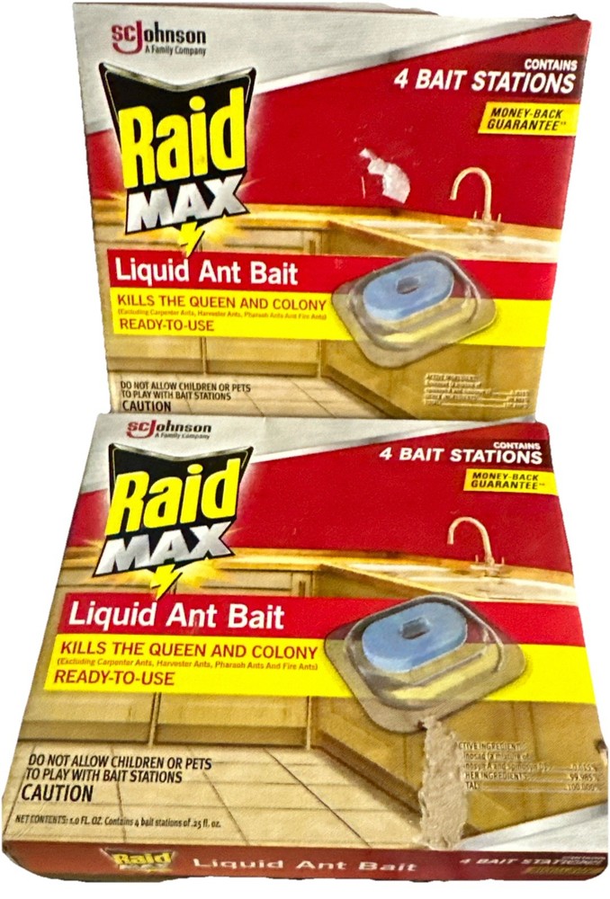 Raid Max Liquid Ant Bait Kills Ants Where They Breed 2 Bait Stations 2 Pack