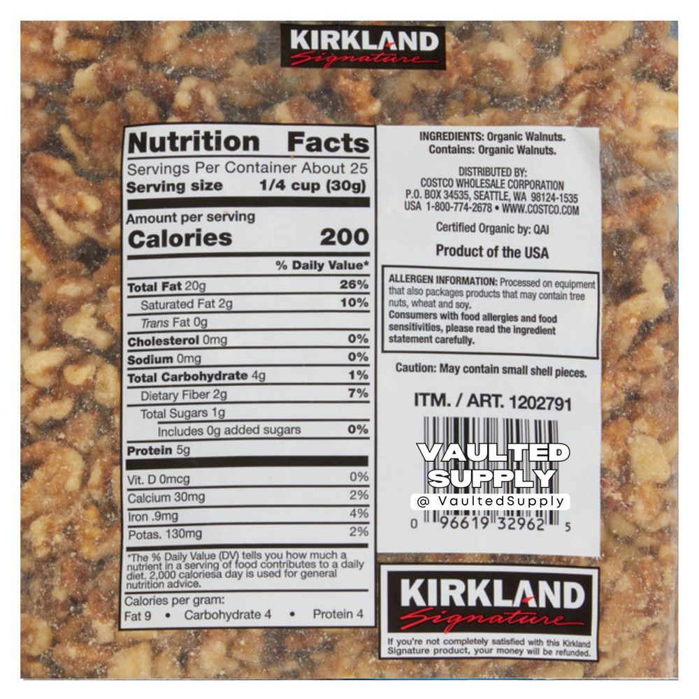Kirkland Organic Walnuts 2 Pack Unsalted Baking Nuts 3.4 lbs Total