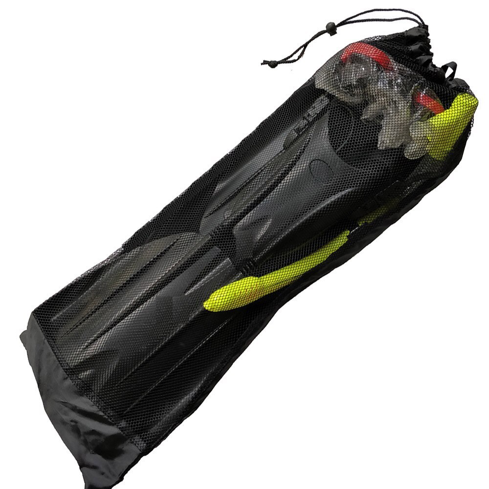 Black Mesh Drawstring Bag with Long Flippers for Diving Backpack 72 * 28cm