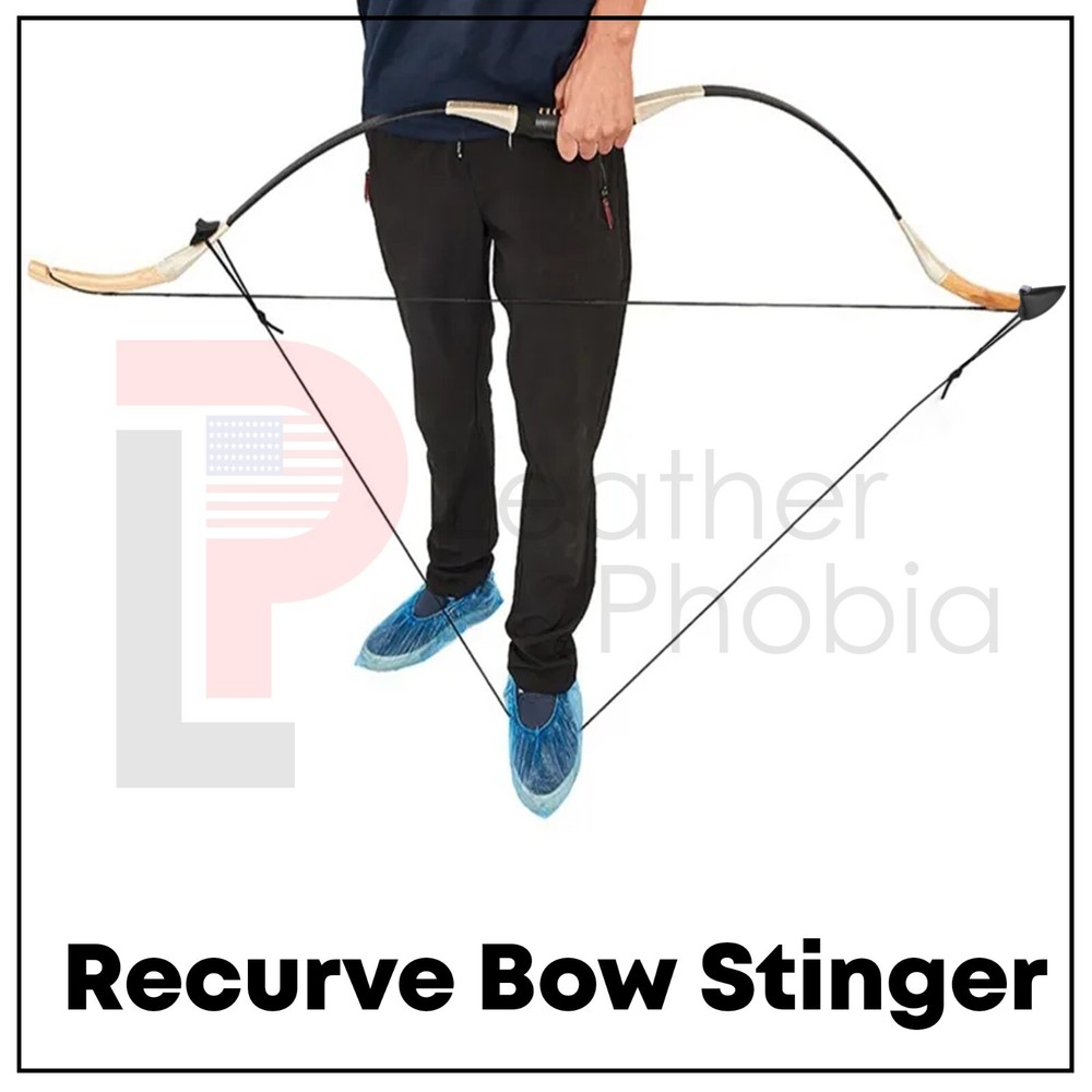 Leather Bow Stringer Black Archery Bowstring Recurve Longbow Replace Rope Tool