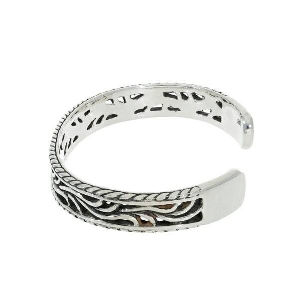 8.5mm Arabesque Openwork Relief Sterling Silver 925 Bangle