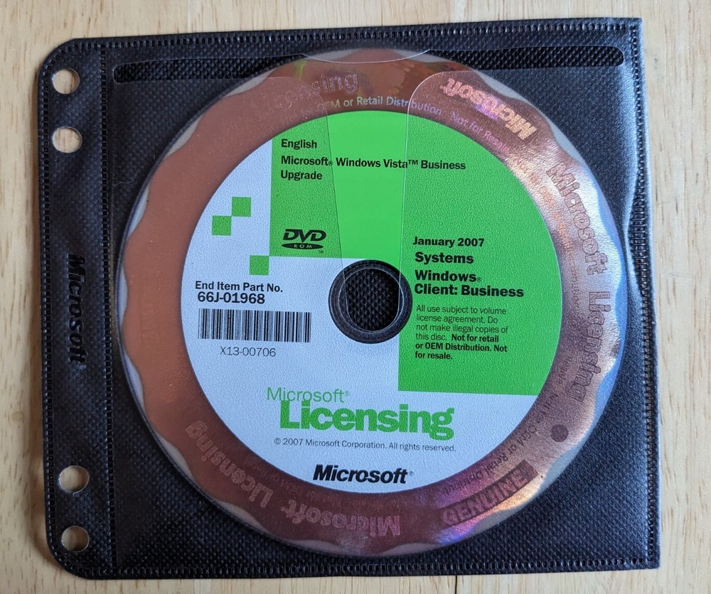 3 Discs Microsoft Licensing 2007 Systems Windows Client: Business