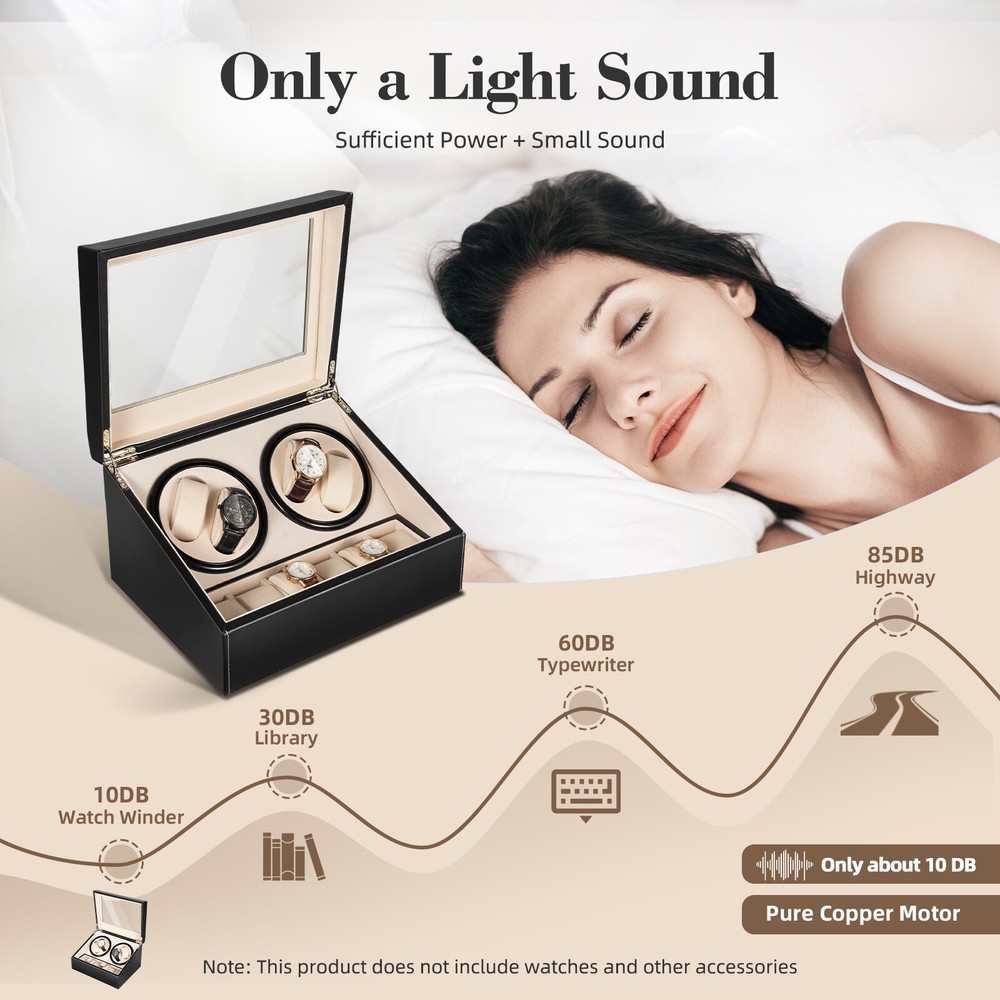 4+6 Luxury Automatic Rotation Display Box Gift Watch Winder Leather Storage Case