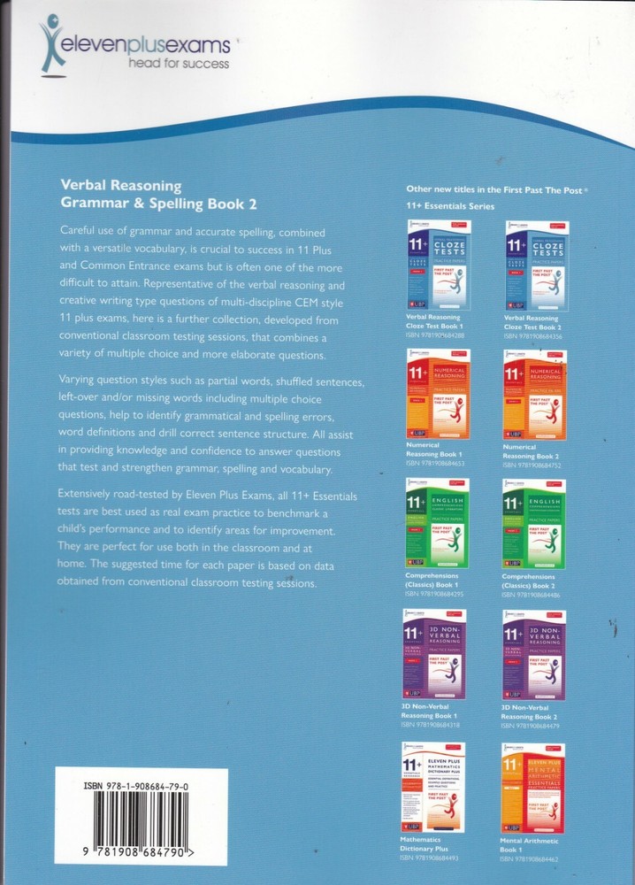 11+ Verbal Reasoning Grammar & Spelling for Cem Multiple Choice Practice Tests