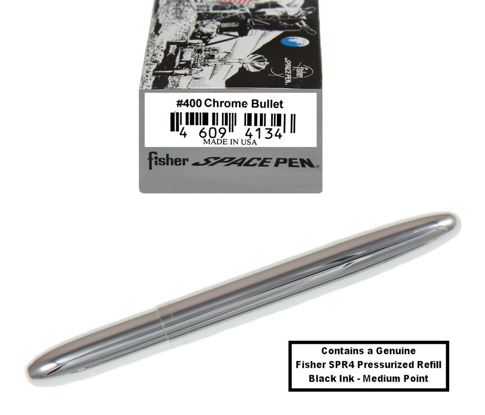 Fisher Space Pens Chrome Bullet Pen #400 Plus An Extra Blue Refill