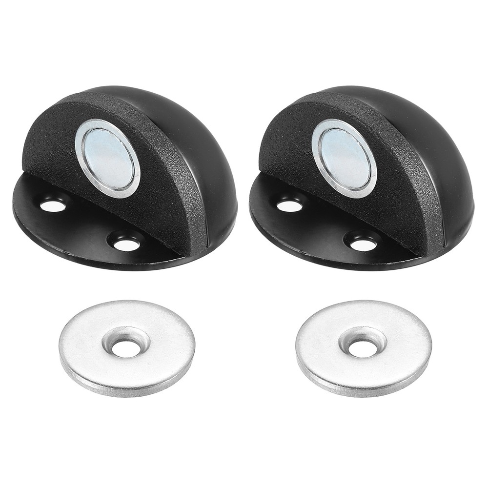 2 Pack No Drilling Dome Shaped Magnet Door Stop, Black