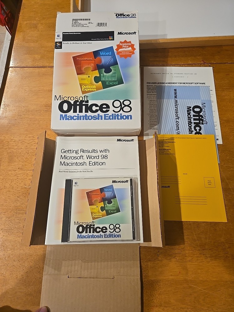 Microsoft Office 98 Macintosh Edition Complete W/Booklets - Untested