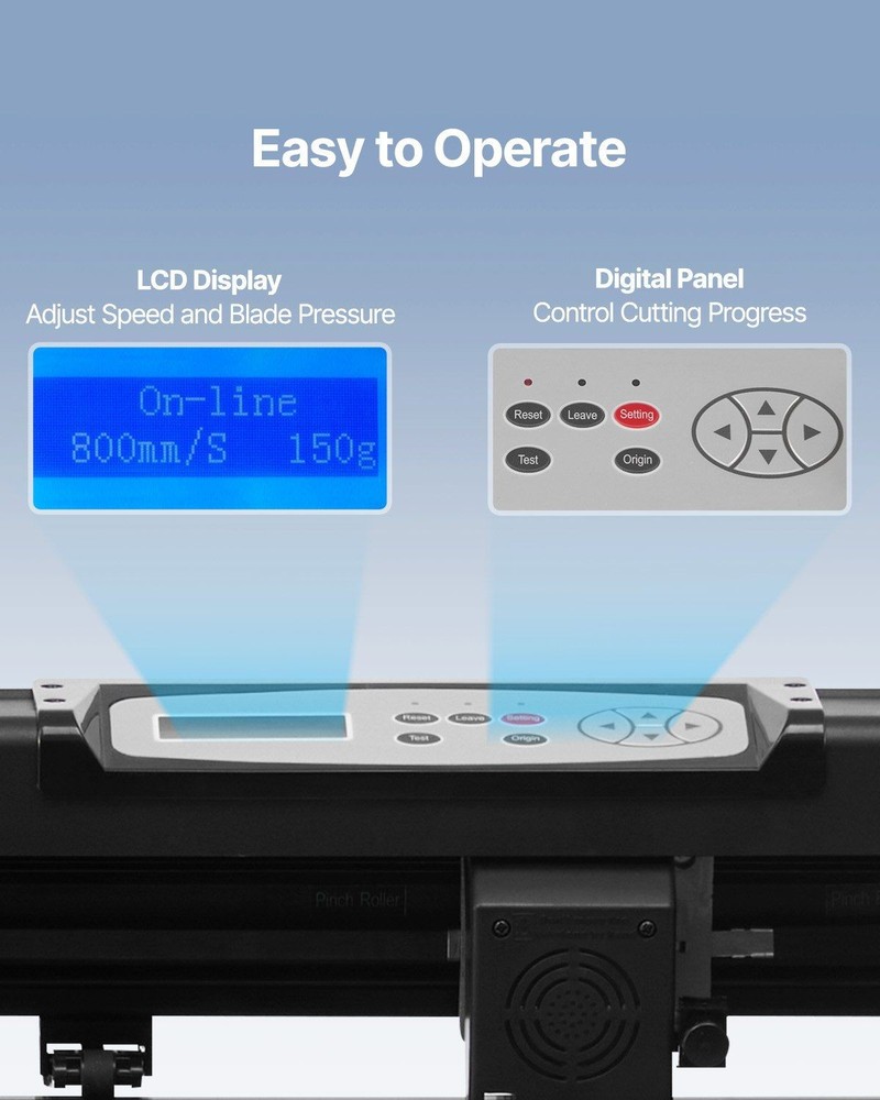 34in Bluetooth Cutting Plotter 400in/min Steel Roller & Adjustable Force