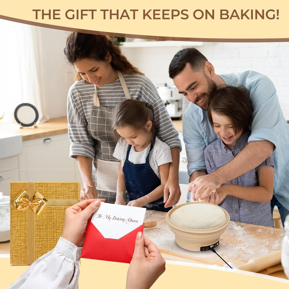 Electric Sourdough Starter Kit with 6-Temp (77-122℉) Control & Timer -9"Foldable