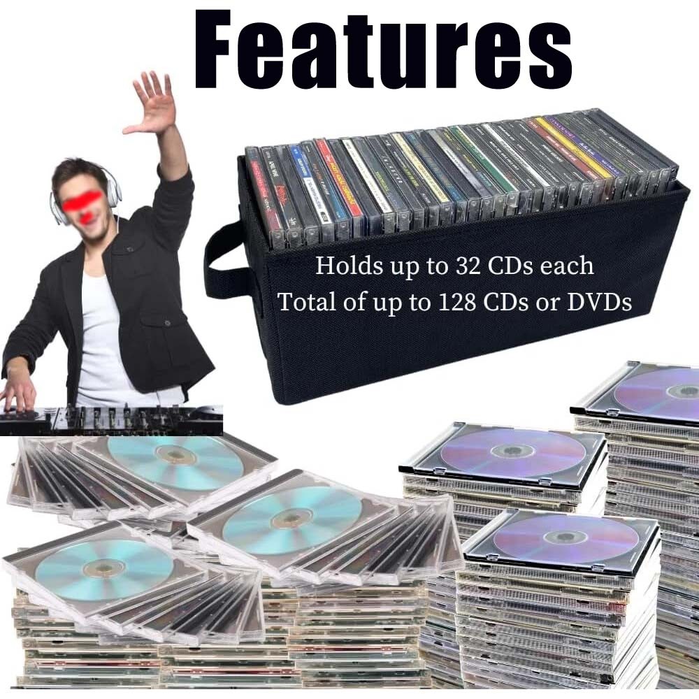 3 Pack CD Storage Box with Handle – Media Disk Organizer for CD & DVD #K