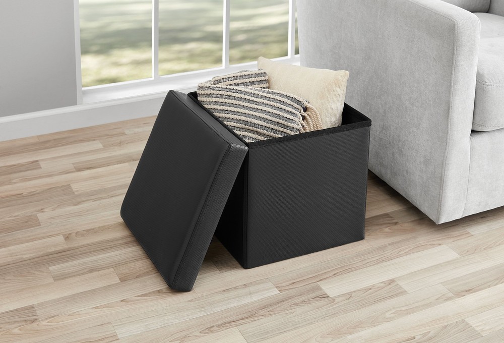 Mainstays Collapsible Storage Ottoman, Black