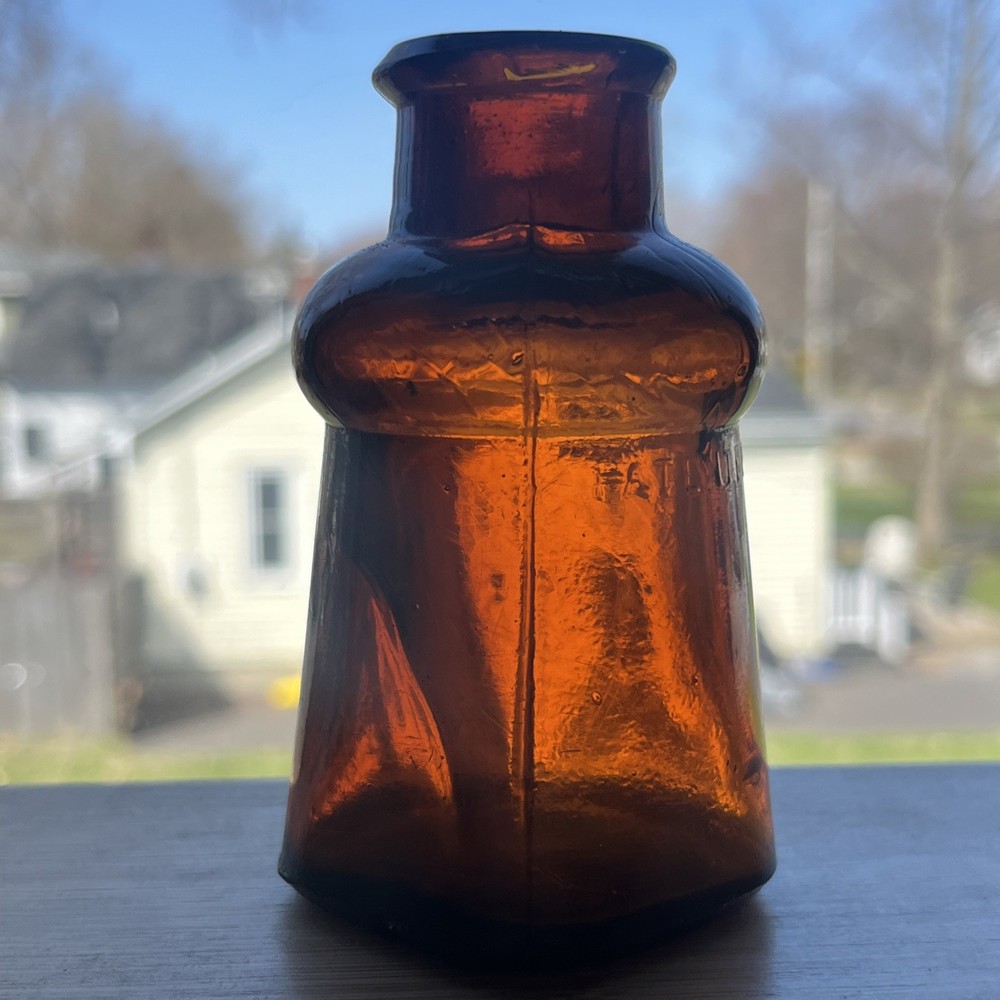 AMBER BIXBY PATENTED 1883 SHOE DRESSING BOOT BLACKING BOTTLE