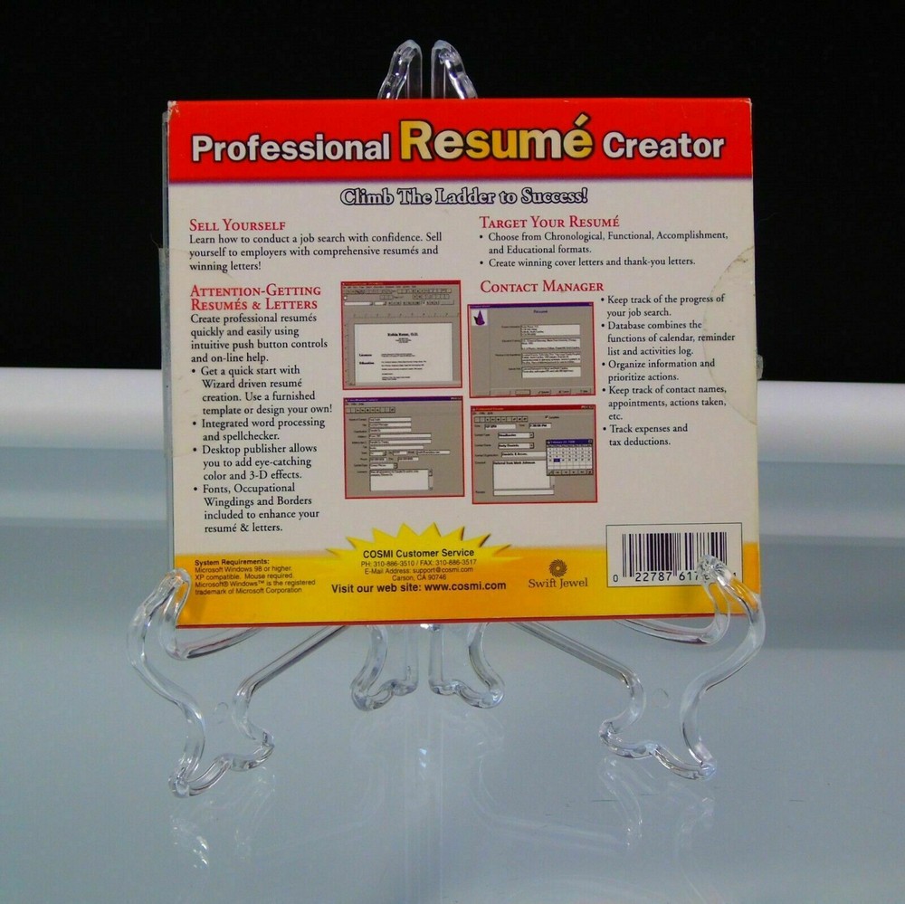Professional Resume Creator COSMI 2003 PC CD ROM Software