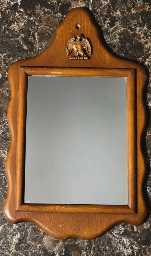 Vintage Wall Mirror with Eagle Emblem - 17" Tall