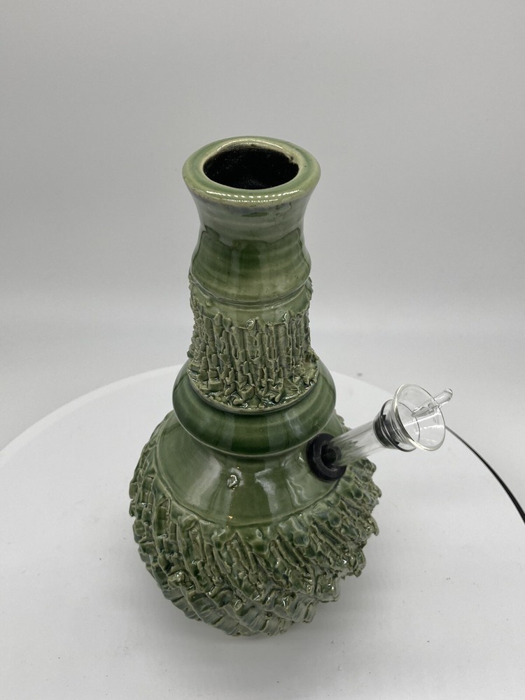 Hand Made New ceramic water bong Celadon Bottle Green