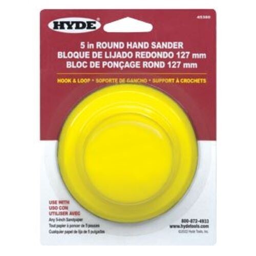 Hyde Tools - 5″ Round Sponge Sander with Hook & Loop Design