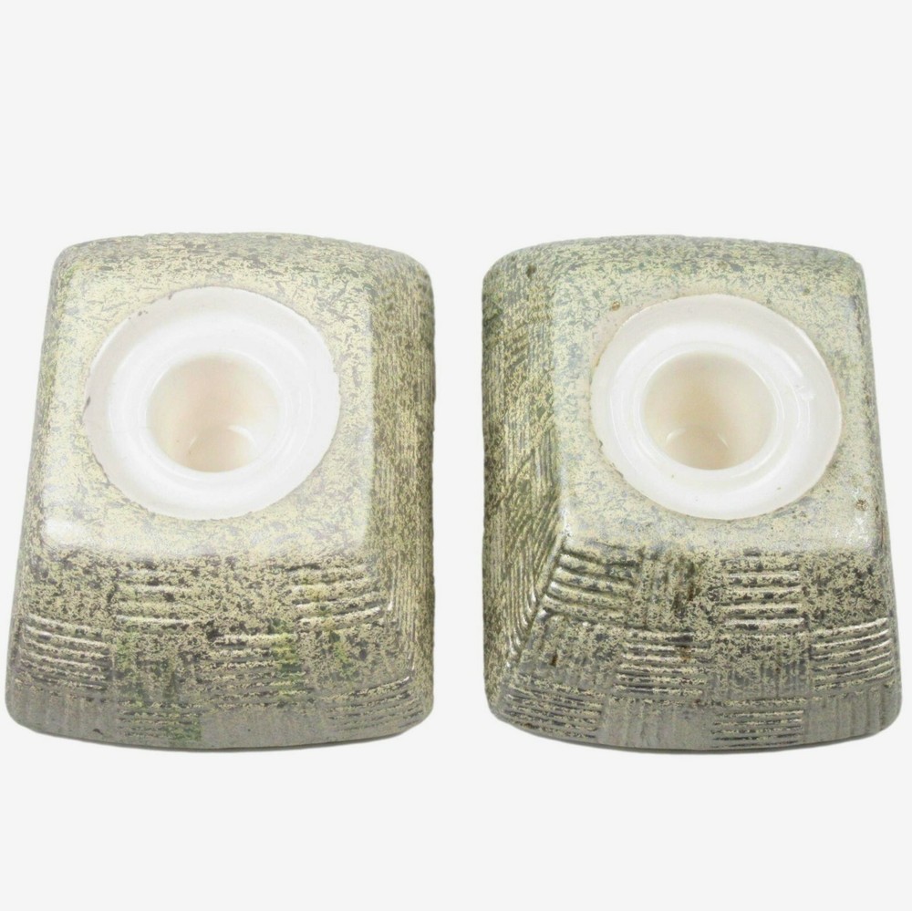 Pair Shawnee 1419 Pottery Elegance Rectangular Taper Candle Holders Golden Beige