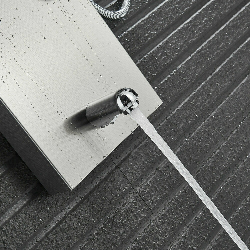 Shower Panel Tower System Brushed LED Rainfall Waterfall Massage Jets Body Tap