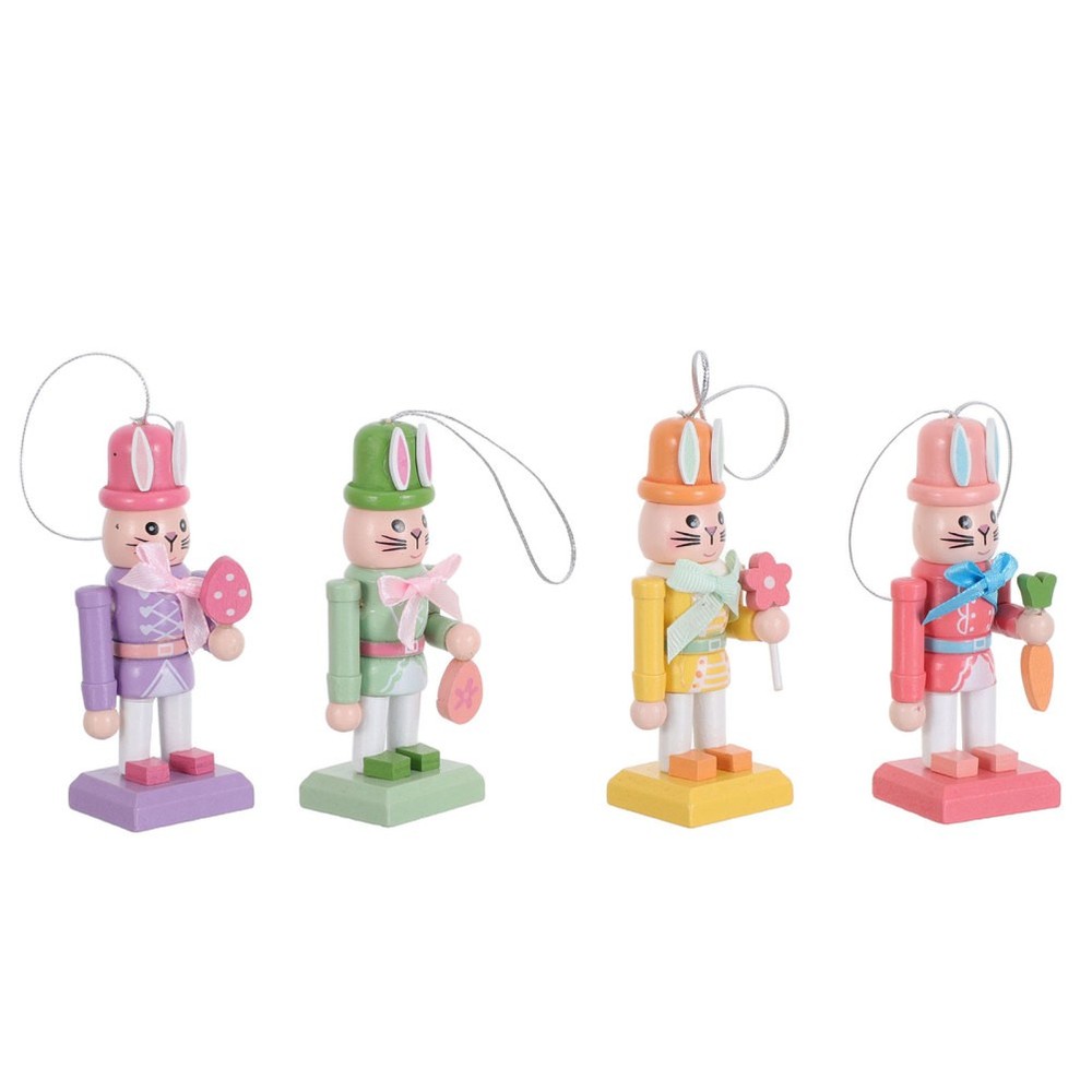 4 Pcs Easter Bunny Decor Nutcracker Soldier Puppet Home Standing Figurine