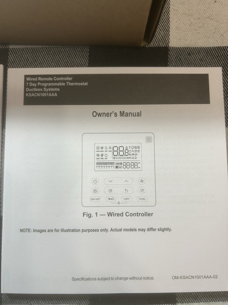 Carrier KSACN1001AAA Wired Remote Controller for Ductless Systems New