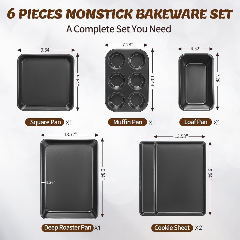 Baking Pan Set, Nonstick Bakeware Set, Carbon Steel Baking Set