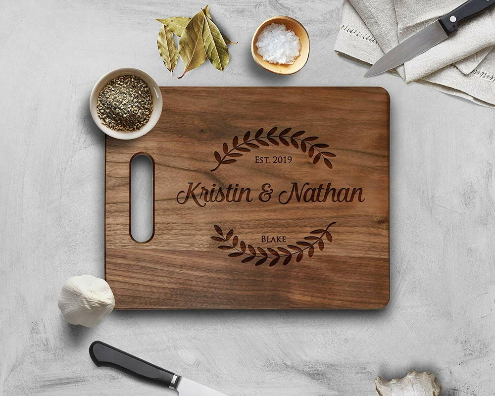Walnut Cutting Board Personalized Chopping Wedding Grooms & Bride names