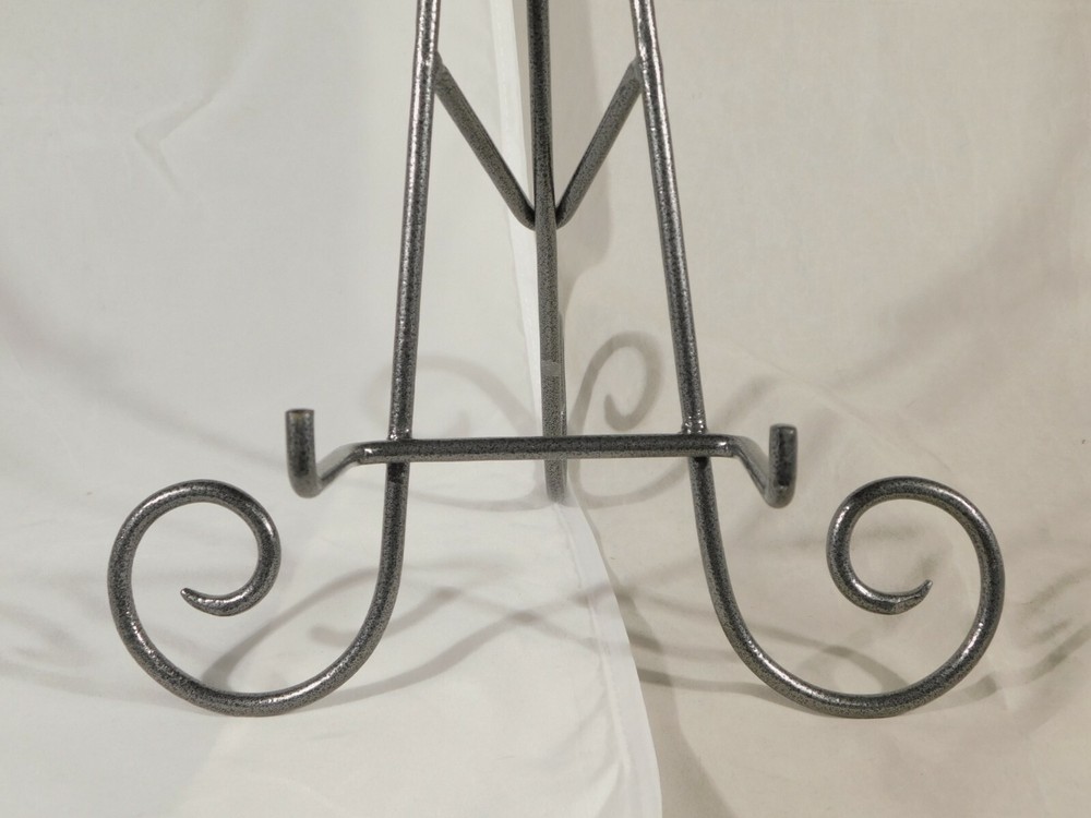 Easel Display Stand XL Large Size Scroll Design Dark Silver Folding