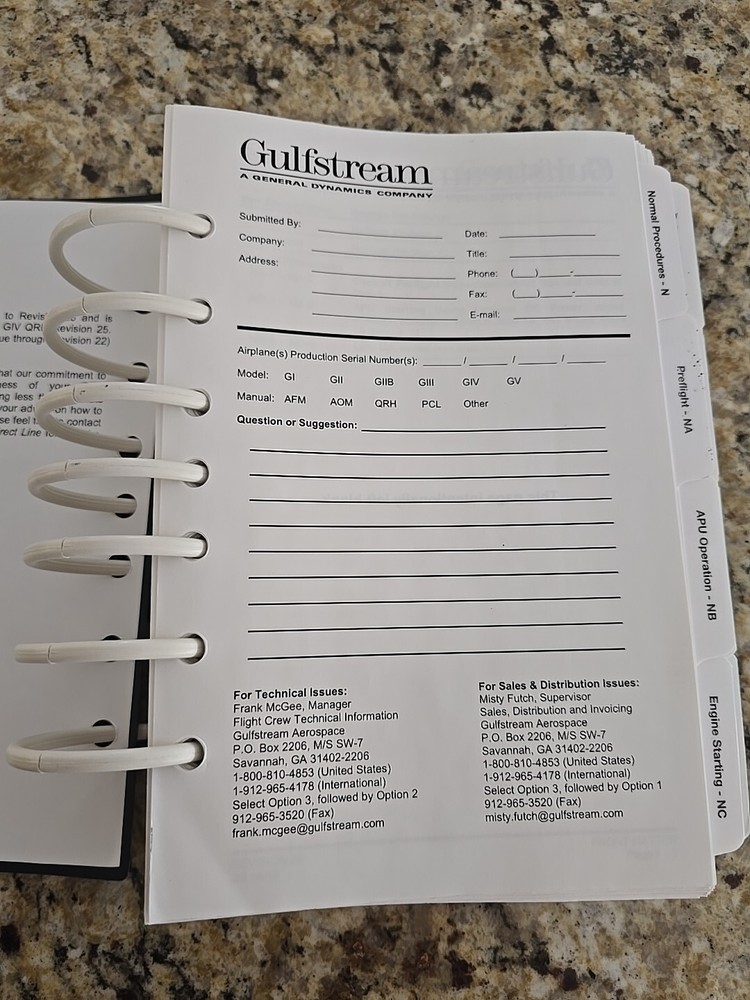 Gulfstream IV Quick Reference Handbook Revision 25