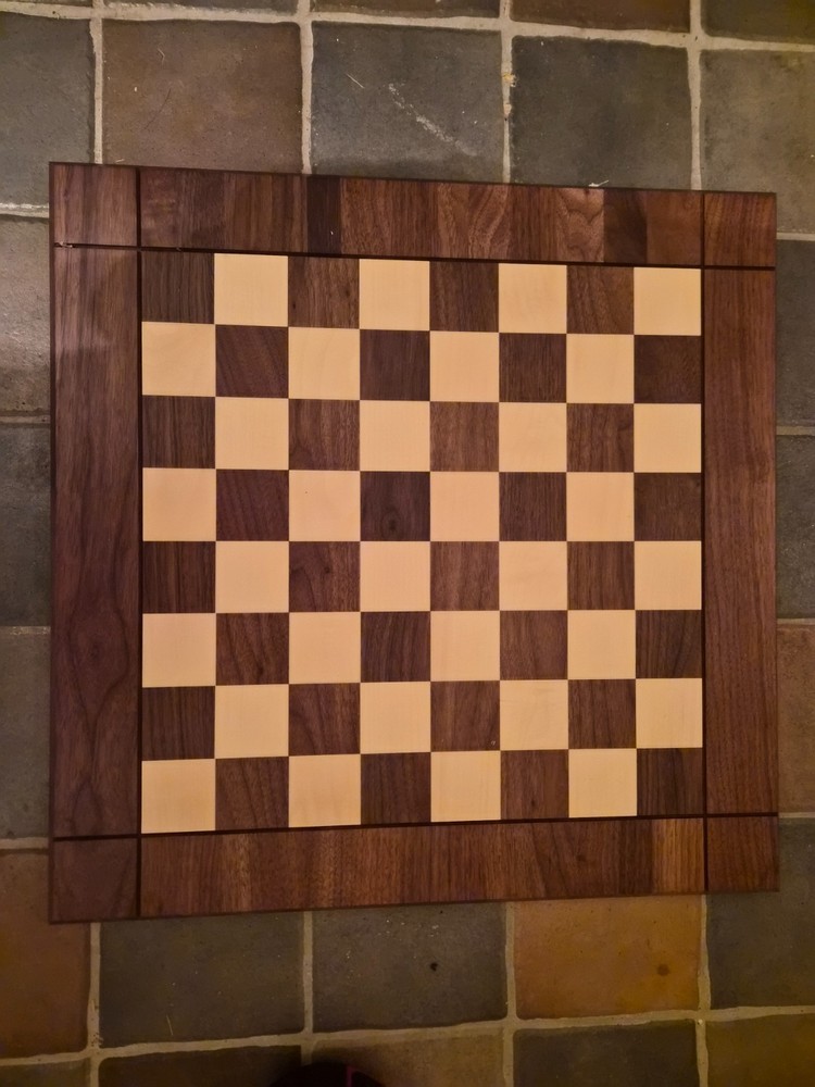 21" Drueke Chess Board with Birch/Walnut Squares