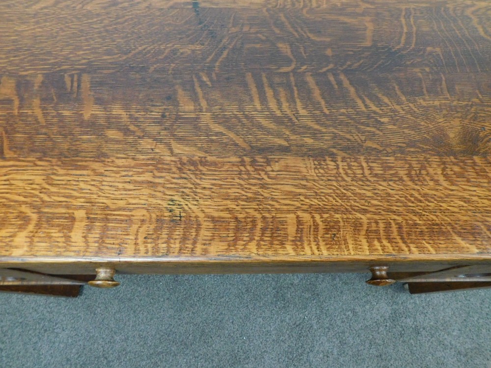 Antique 1920s Arts Crafts Mission Solid Oak Bookcase Desk Library Console Table
