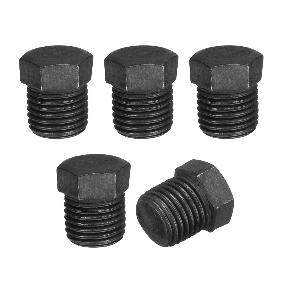 5Pcs 1/4 NPT Outer Hex Head Thread Pipe Plug Fitting Carbon Steel Pipe Fitting