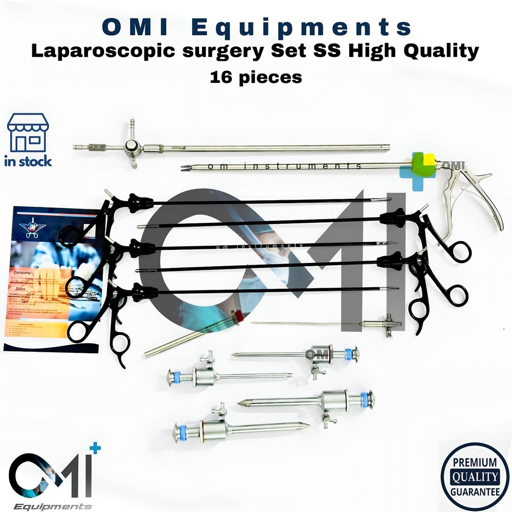 16PC - Laparoscopic Surgery Set SS High Quality Reusable Instruments