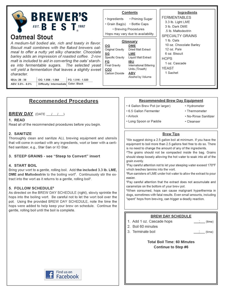 Oatmeal Stout Style Ingredient Kit