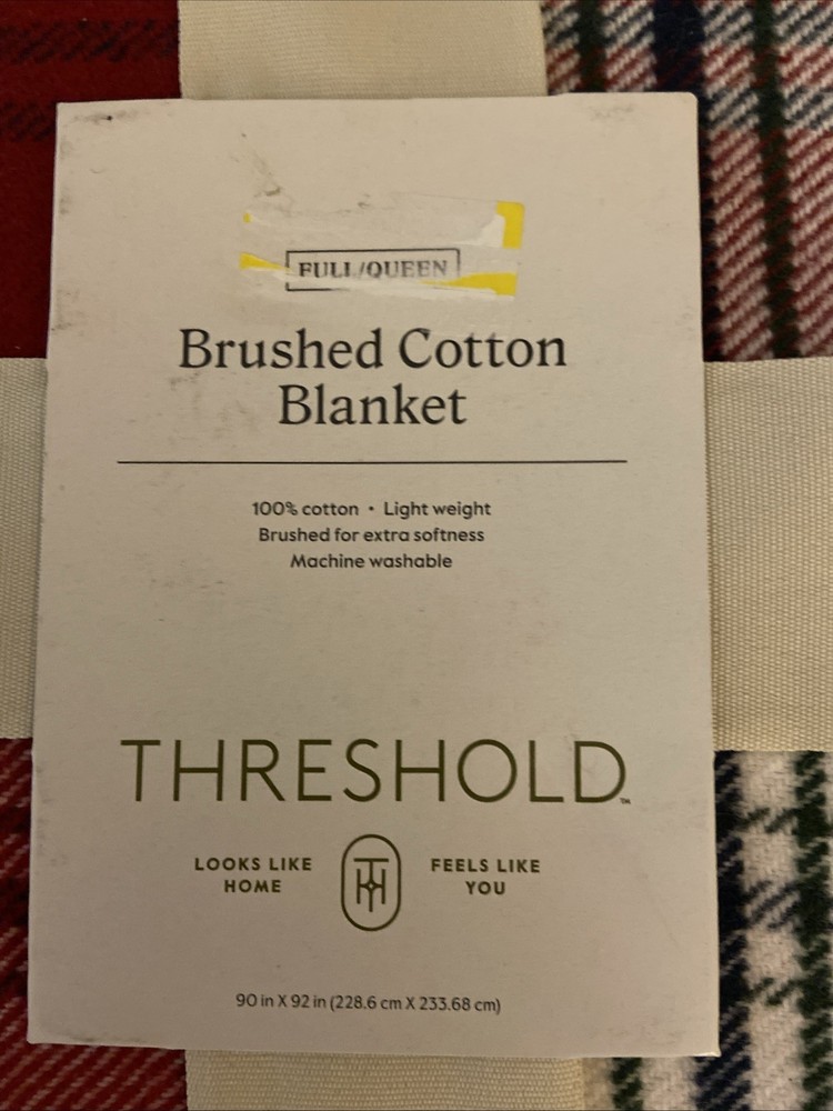 Full/Queen Brushed Cotton Blanket Red Plaid - Threshold