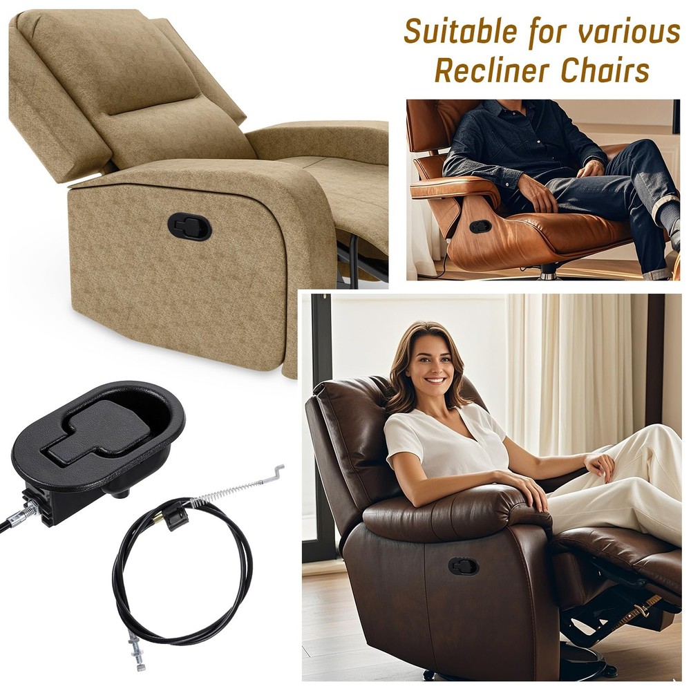 2 Set Recliner Handle Parts with Pull Cable Durable Recliner Release Pull Han.