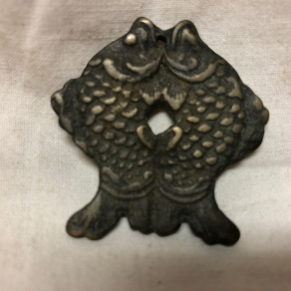 Vintage Brass Fish Charm Ornate Design