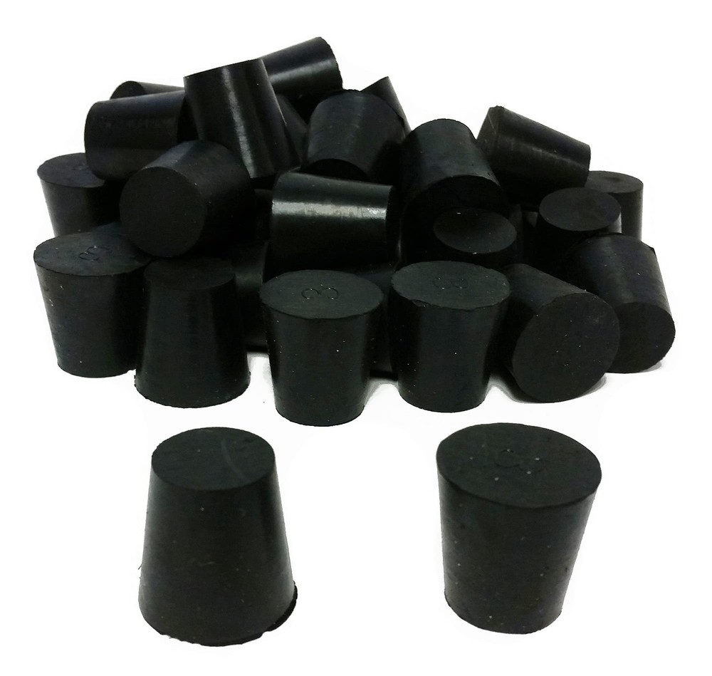 Black RS3 Solid Rubber Stoppers Flask Tube Lab Bungs Size 3 1Pound Pack