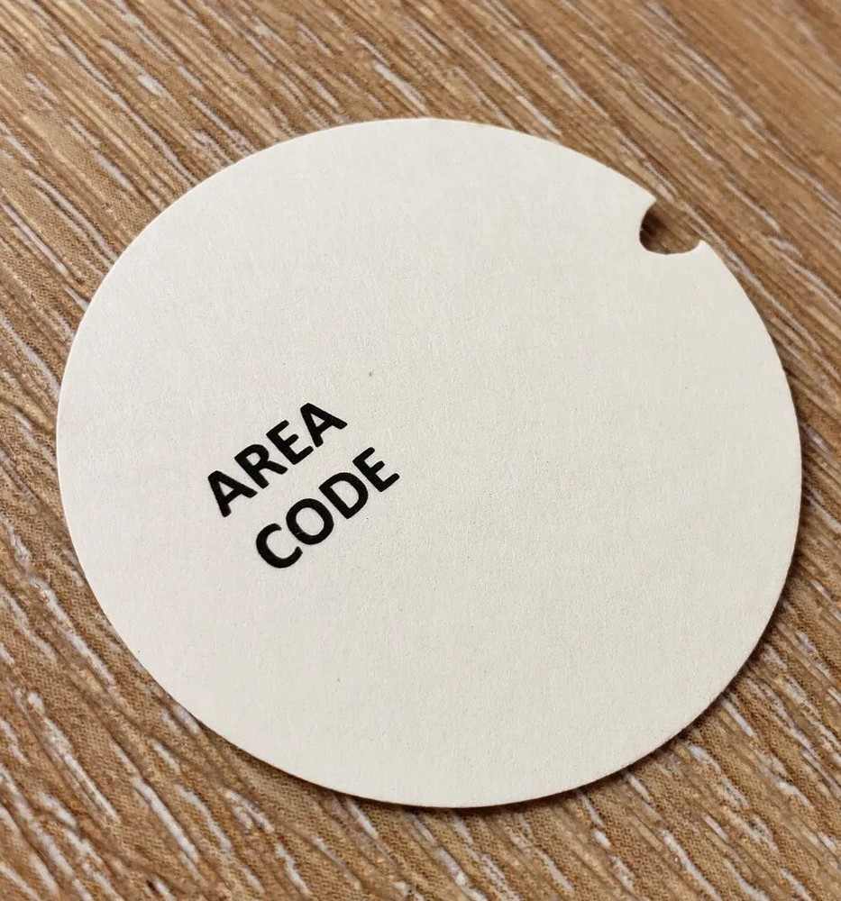 Dial Card Insert AREA CODE 1.5” Ivory Background for Rotary Phone