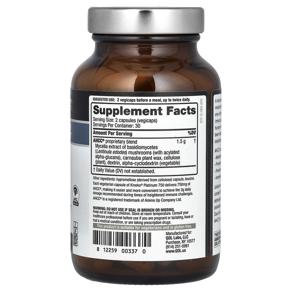 Kinoko Platinum AHCC, 60 Vegicaps