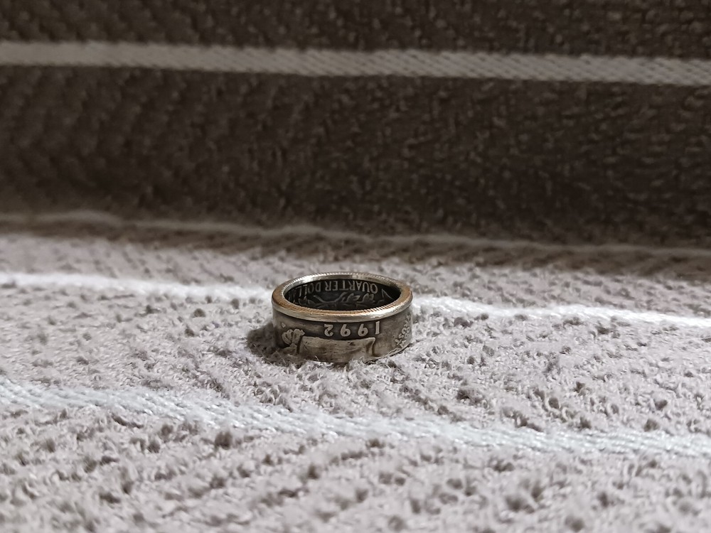 1992 Washington Quarters, coin ring, size 6