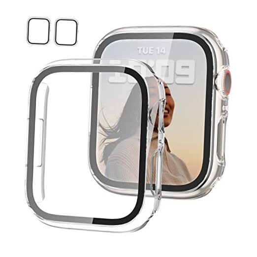 2 Pack Case with Tempered Glass Screen Protector 41mm-Series 9/8/7 Clear/Clear