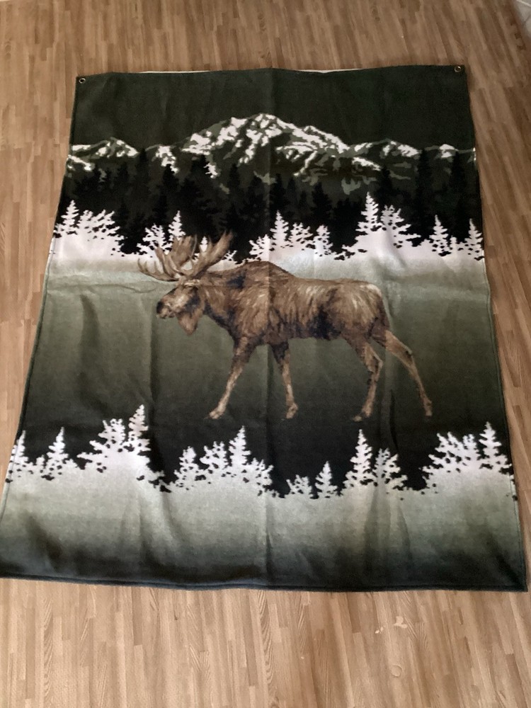 Moose Polar Fleece Panel, Wall Hanging, Or Throw. 49x67”. Polyester.