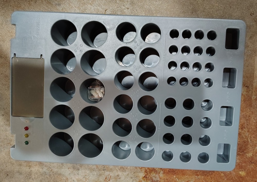 54 Ultimate Battery Organizer Storage Case with LED Lights & Tester Grey