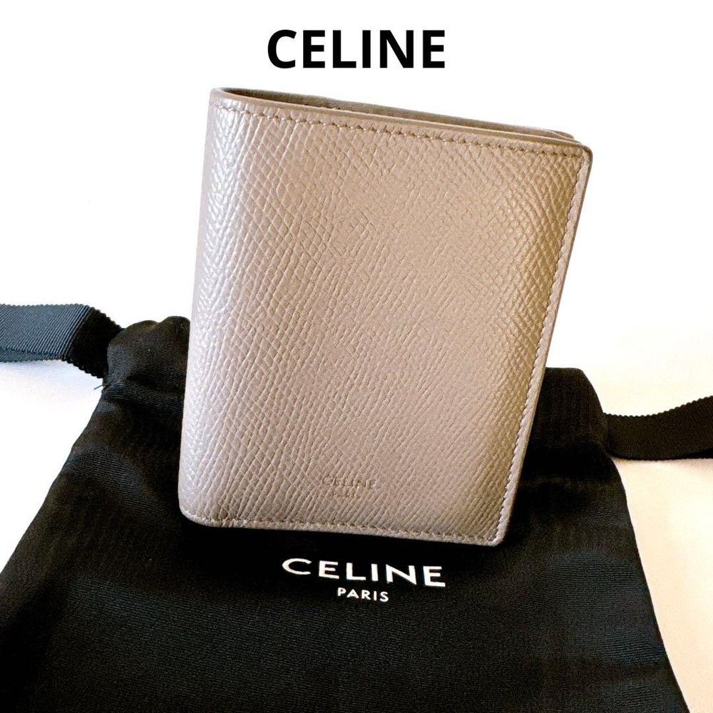 condition CELINE Compact Wallet Pebble Leather From Japan