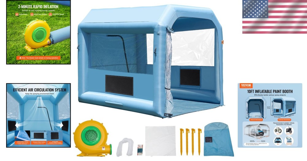Versatile Inflatable Spray Booth 10ft - Durable & Water-Resistant with Blower
