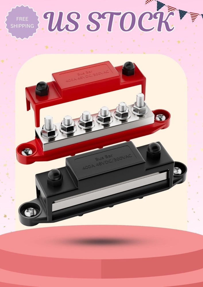 400A 12V Bus Bar Power Distribution Block with 6 Terminal Studs