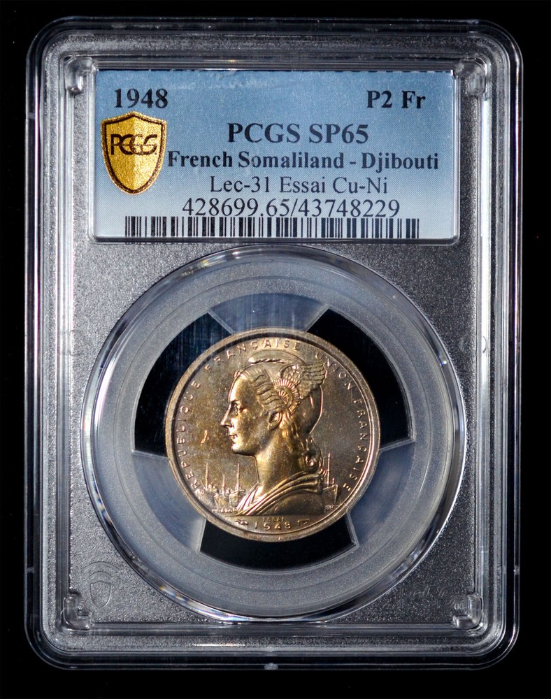 PCGS SP65 1948 Cameroun Essai 2 Franc (Pattern)