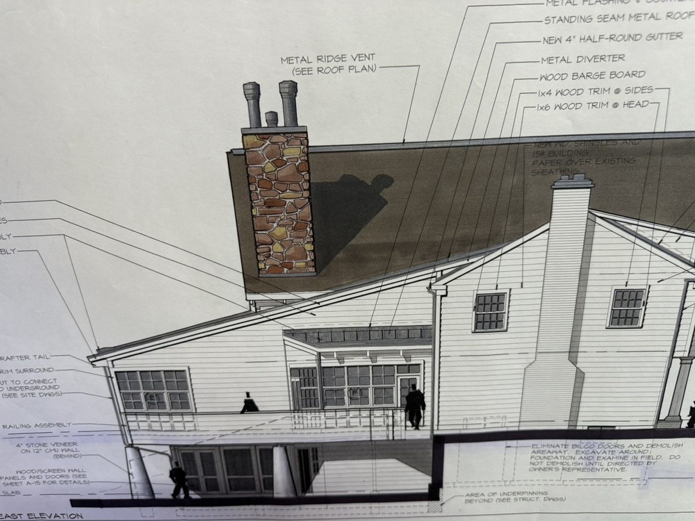 Architectural Renderings 4 Sheets Hand-Colored Elevations 30x42 Design Drawings